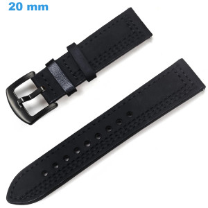 Bracelet de montre 20 mm Cuir véritable boucle Ardillon Noir Bracelet Cuir pour montre | My-Montre