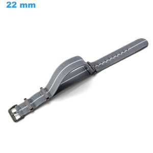 Bracelet 22 mm Nylon Gris pour montre Ardillon Bracelet Tissu | My-Montre