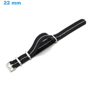 Bracelet 22 mm Nylon Ardillon montre Noir Bracelet Tissu | My-Montre