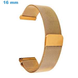 Bracelet Doré 16 mm Acier Inoxydable de montre fermoir Magnétique Bracelet Métal | My-Montre