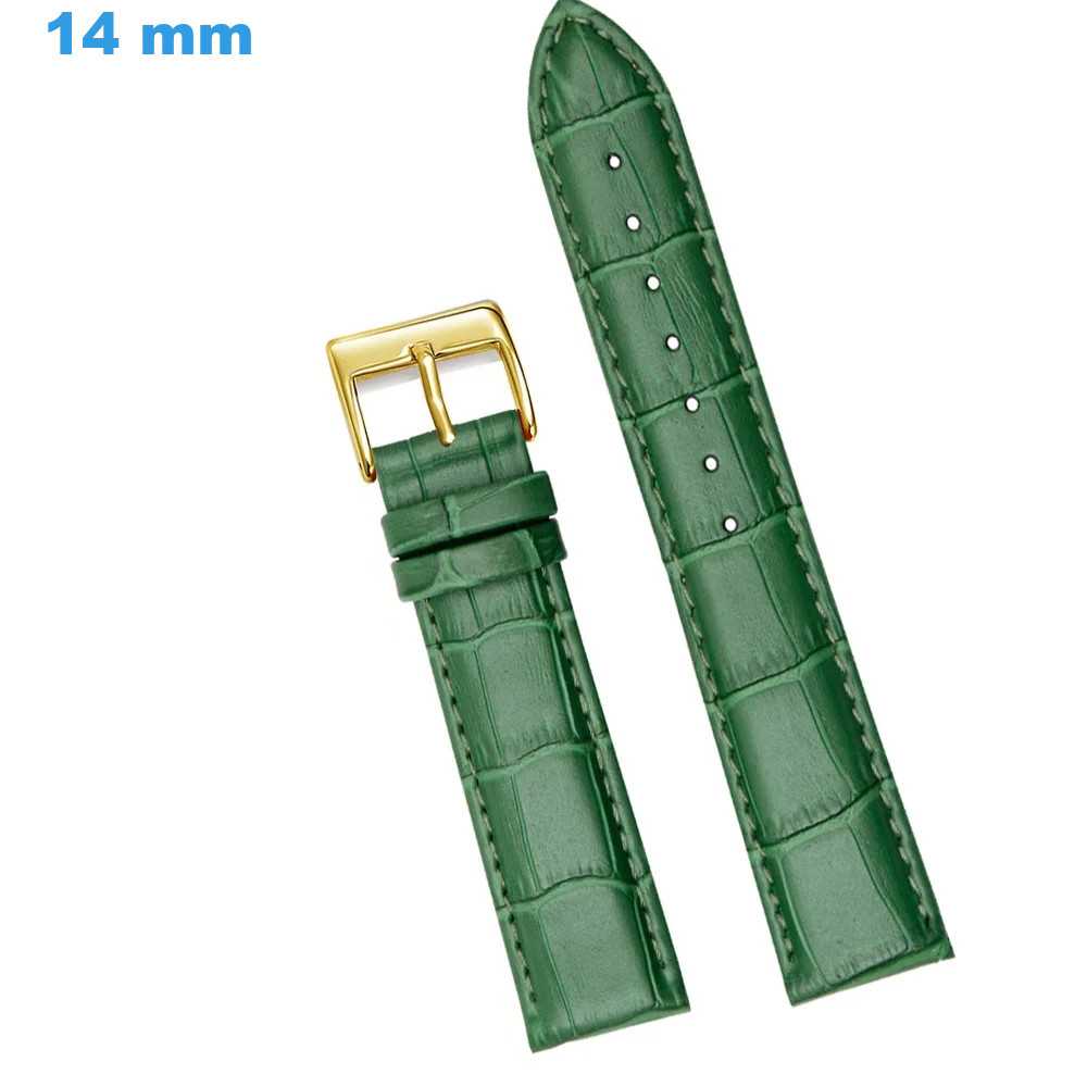 Bracelet Montre En Cuir Véritable Vert – Largeur 20 Mm, Entrecornes 16 Mm, Sans Marque, Neuf