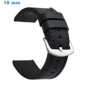 Bracelet 18 mm Faux cuir Noir pour montre fermoir Ardillon Bracelet Cuir pour montre | My-Montre