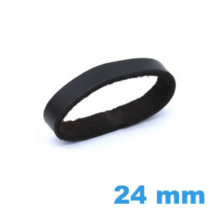 Passant pour bracelet montre 24 mm en cuir véritable noir