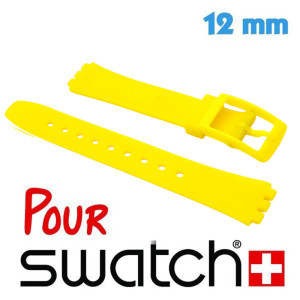 Bracelet Montre compatible Swatch 12mm Silicone Jaune