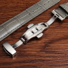 Bracelet pour montre 23 mm Cuir véritable boucle Papillon Gris