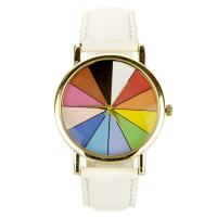 Montre multicolore - roue arc-en-ciel bracelet blanc