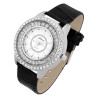 Montre Femme Adrina bracelet cuir synthétique noir cadran blanc 43 mm