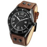 Montre Homme Raptor bracelet cuir véritable brun gabin