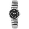 Montre Femme Clasixx bracelet acier inoxydable argenté cadran noir
