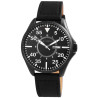 Montre Homme Just Watch bracelet cuir véritable noir cadran noir 45 mm