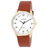 Montre Homme Clasixx bracelet cuir synthétique brun cadran argenté 40 mm