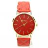 Montre femme bracelet cuir PU rouge marque Geneva