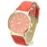Montre femme bracelet cuir PU rouge marque Geneva