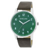 Montre Homme bracelet cuir synthétique gris Excellanc cadran vert