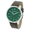 Montre Homme bracelet cuir synthétique gris Excellanc cadran vert