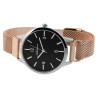 Montre Femme Adrina bracelet acier inoxydable doré rose cadran noir