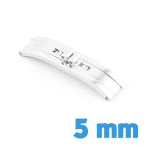 Boucle montre métal 5 mm acier argent double déployante 