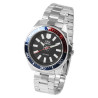 Montre Q&Q Homme bracelet acier inoxydable argenté cadran noir 44 mm