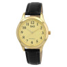 Montre Homme bracelet cuir synthétique noir Q&Q cadran doré