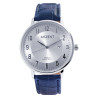 Montre Homme Akzent bracelet cuir synthétique bleu cadran argenté