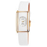 Montre Femme Akzent bracelet cuir synthétique blanc boîtier doré rectangulaire cadran décentré
