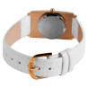 Montre Femme Akzent bracelet cuir synthétique blanc boîtier doré rectangulaire cadran décentré