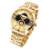Montre Elite Homme bracelet acier inoxydable doré chronographe