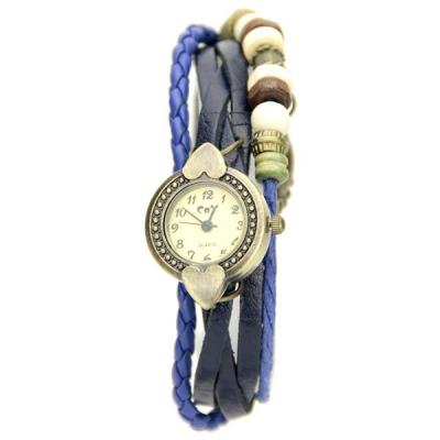 Montre Femme Jeanneret Montessori - Cadran Bleu, Bracelet Cuir Bleu - Neuf Avec étiquettes