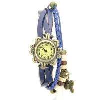 Montre femme bleu cuir