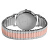 Montre Femme Excellanc bracelet acier extensible bicolore argenté et or rose cadran blanc