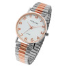 Montre Femme Excellanc bracelet acier extensible bicolore argenté et or rose cadran blanc