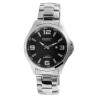 Montre Akzent bracelet acier inoxydable argenté Homme cadran noir 46 mm