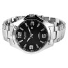 Montre Akzent bracelet acier inoxydable argenté Homme cadran noir 46 mm