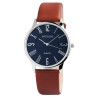 Montre Femme Excellanc bracelet cuir synthétique brun cadran bleu