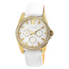 Montre bracelet cuir véritable blanc Just Watch Femme cadran doré