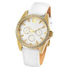 Montre bracelet cuir véritable blanc Just Watch Femme cadran doré