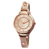 Montre Femme Excellanc or rose bracelet cuir synthétique beige cadran à strass