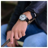 Montre Homme Alain Miller bracelet cuir synthétique noir cadran argenté 42 mm