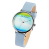 Montre Femme Just Watch bracelet cuir véritable bleu cadran aquarelle 34 mm