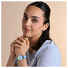 Montre Femme Just Watch bracelet cuir véritable bleu cadran aquarelle 34 mm
