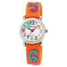 Montre Enfant Excellanc bracelet silicone orange cadran blanc