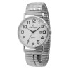 Montre Homme Classique bracelet extensible acier argenté cadran blanc dateur