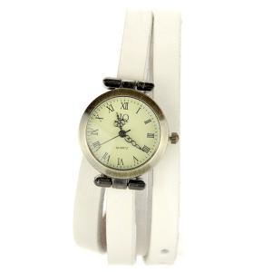 Montre double tour cuir blanc pas chère