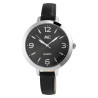 Montre Femme MC bracelet cuir véritable noir cadran noir