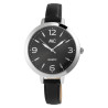 Montre Femme MC bracelet cuir véritable noir cadran noir