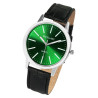 Montre Homme bracelet cuir synthétique noir Excellanc cadran vert 40 mm