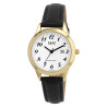 Montre Femme Q&Q bracelet cuir synthétique noir cadran blanc