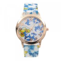 Montre silicone femme pas chère avec ornement floral