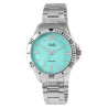 Montre bracelet acier inoxydable argenté Homme Q&Q cadran bleu 44 mm