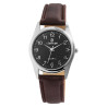 Montre bracelet cuir synthétique brun Classique Homme cadran noir